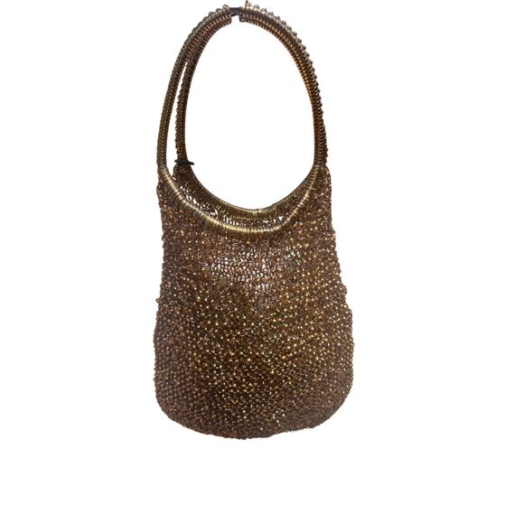 Anteprima Wire Gold and Brown Bronze Shoulder Tote Bag Purse - Picture 6 of 11